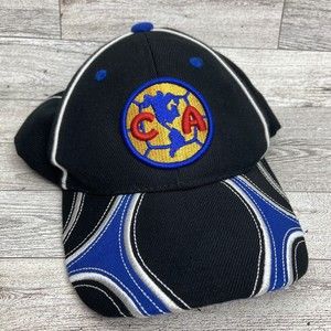 Club America Soccer Hat Youth Adjustable Strap Back Futbol Cap Black Blue